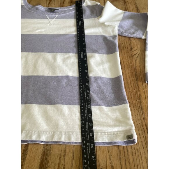 Eddie Bauer Striped Sweatshirt Womens M Lilac/White Coastal Core - Picture 5 of 5